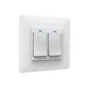 Intrerupator inteligent dublu PNI SmartHome WS222 pentru control lumini prin internet cu App Tuya Smart, compatibil Amazon Alexa si Google Home